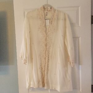 Free People Cream Swim Coverup with Lace Trim